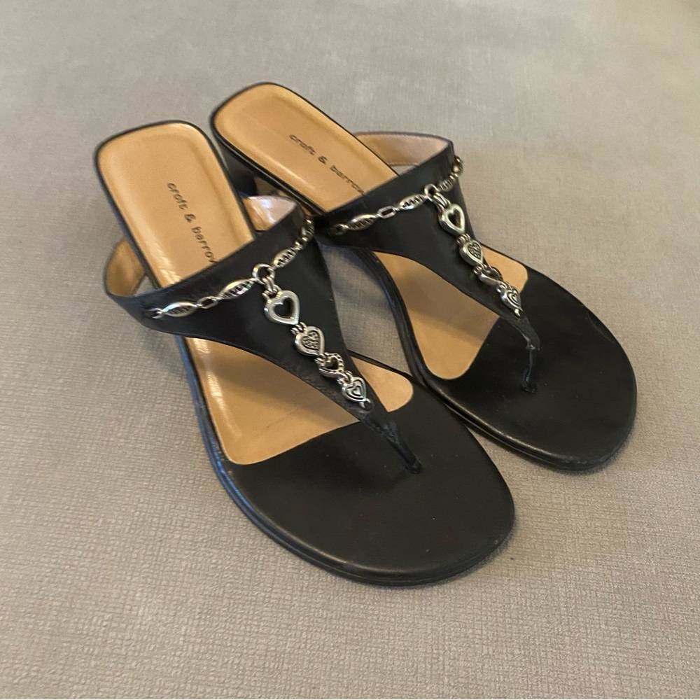 EUC Black Leather Kitten Heel Sandals